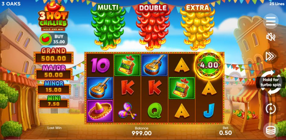 Slot 3 Hot Chillies ecran
